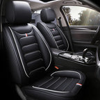 Five-seat car seat covers with dual-tone trim, luxury leather upholstery, fits most vehicles CM World