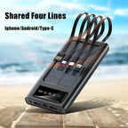 OnePlus 500000mAh Solar Power Bank Ultra Capacity USB 4 in1 Super Fast Charging USB TypeC LED Light Outdoor For iPhone Samsung