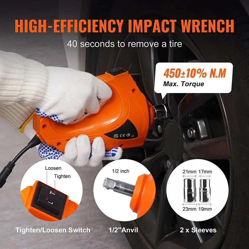 Electric Car Jack 5T Hydraulic Car Jack with Built-in Inflatable Pump and LED Light Car Jack for SUV Truck Change Tire 150~450mm CM World