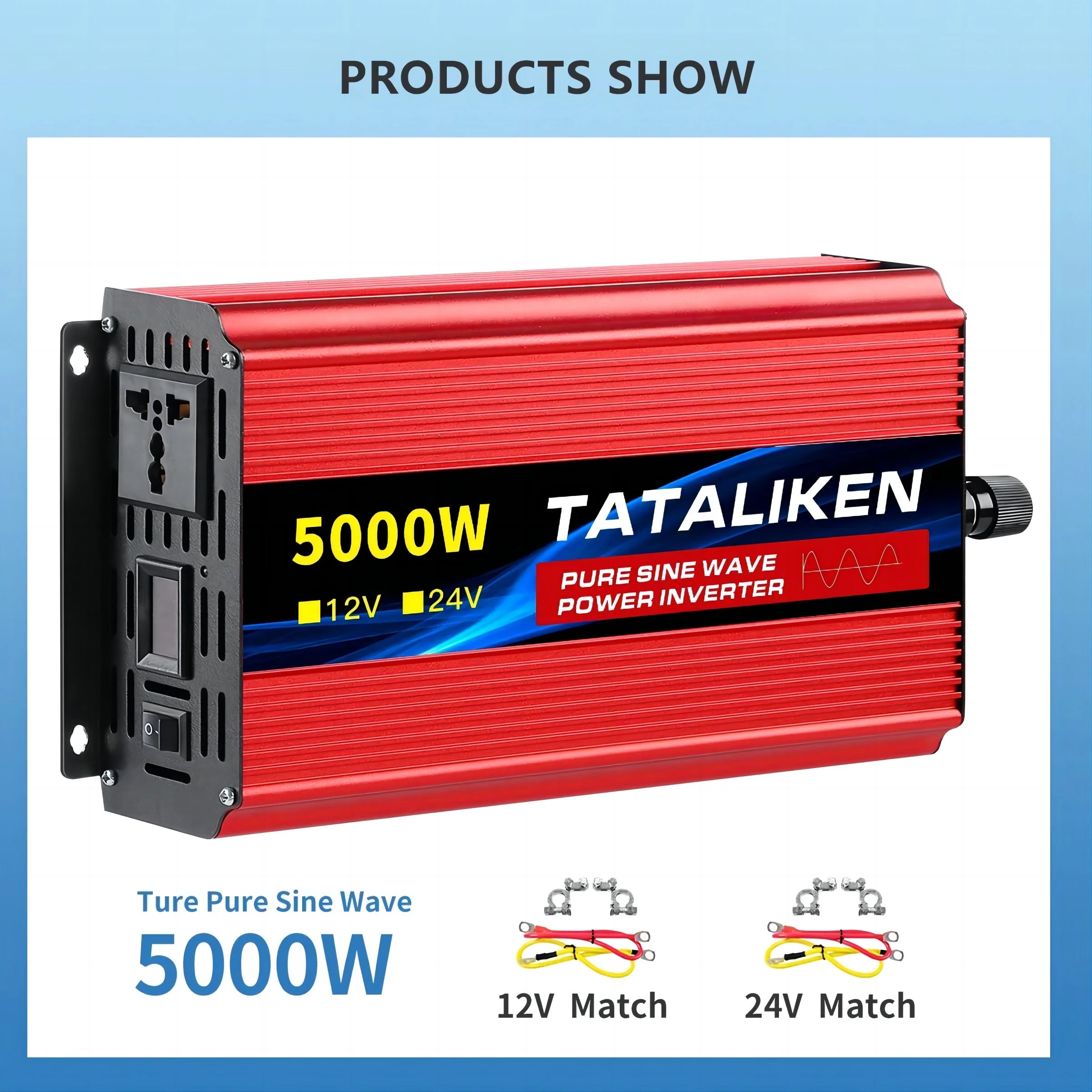 Pure Sine Wave Inverter 1000W-4000W DC 12V and 24V to AC 220V 50hz Power Inverter Charger  Adapter Universal Socket CM World