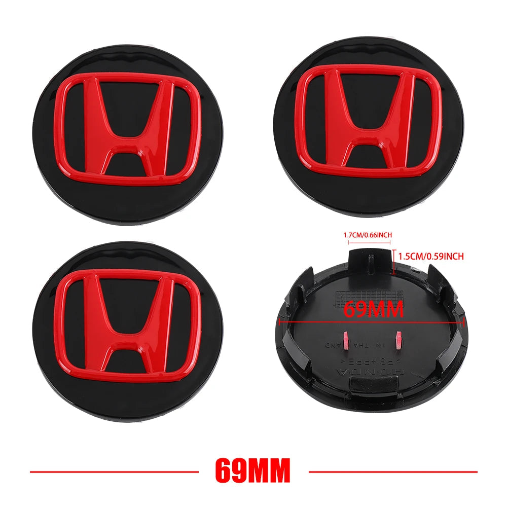 4pcs 58/69mm Car Wheel Center Hub Caps Accessories For Honda Type R Type S VTEC DOHC Modulo Vezel Legend Si RR Insight CM World