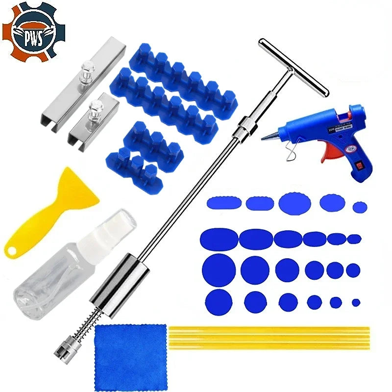 PWS Car Dent Repair Tools Puller Removal Kit Slide Hammer Reverse Hammer Tool Body Suction Cup Adhesive Blue Glue Tabs CM World