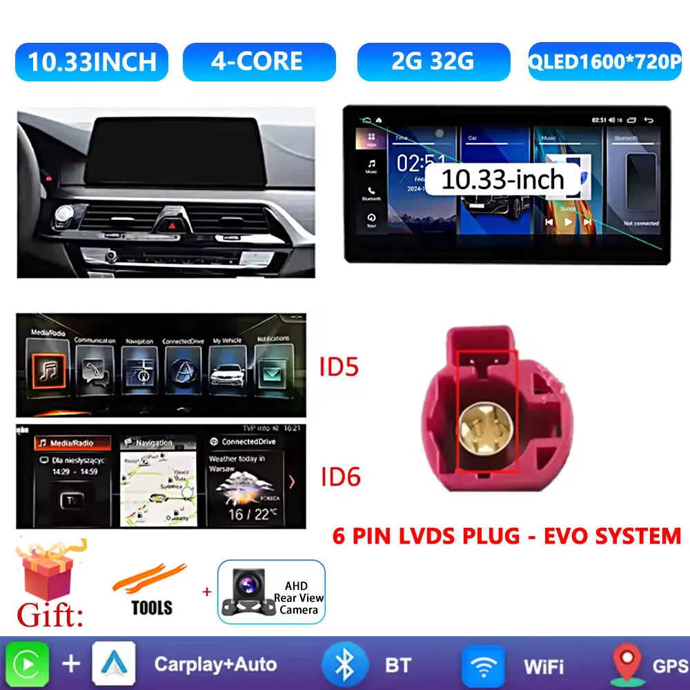 Navi GPS Stereo Car Video Multimedia Player for BMW 5 Series F10 F11 2018 - 2019 EVO System Android 16 Carplay Auto Accessories CM World