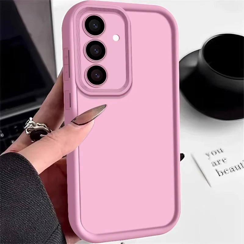 Soft TPU Case For Samsung S26 S25 S24 S23 S22 S21 Ultra Plus FE S25 edge A54 note 20 Shockproof Solid Color Silicone Phone Cover Car Mobile World