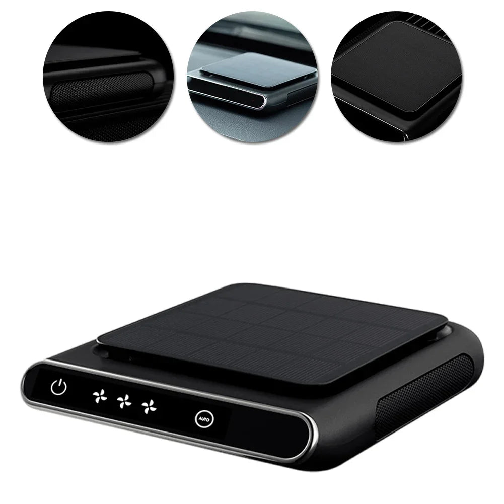 Solar Car Air Freshener 1200mAh Creative Air Purifier USB Rechargeable Smoke Remover Smart ON/OFF Portable Wireless Air Ionizer CM World