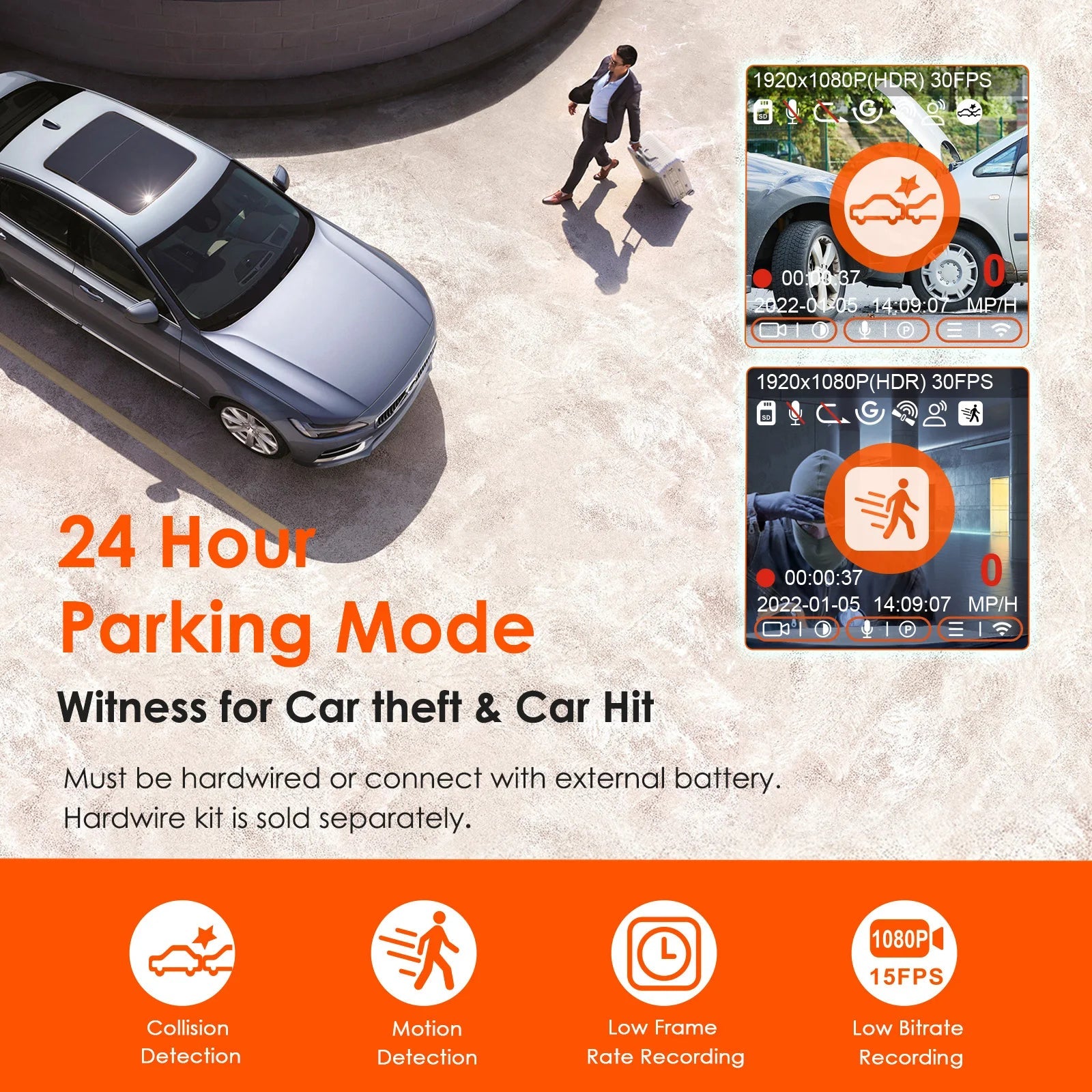 Vantrue E1 Lite Mini Dashcam 1080P WiFi Dash Camera with Free App Voice Control 24H Parking Mode Support 512GB Max Car Mobile World