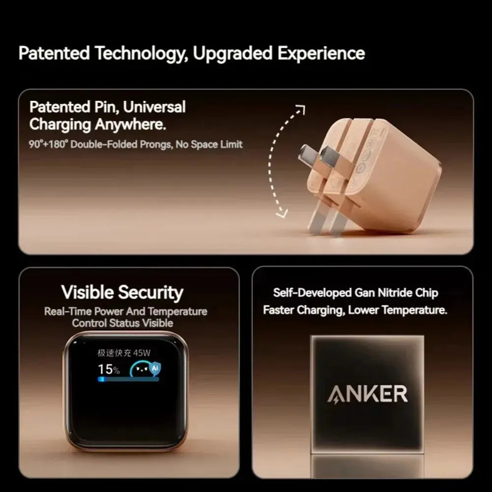 New Arrival Anker Nano 45W Foldable USB-C Fast Charger PD Charging Block For iPhone 16 Pro 15 14 Samsung Laptop A121D Car Mobile World