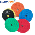 Sharkfox Polishing Pads 3/5/6 Inch Germany Foam Buff Sponge Pads Auto Car Buffing Pad Set for DA/RO Polisher Buffer Tools