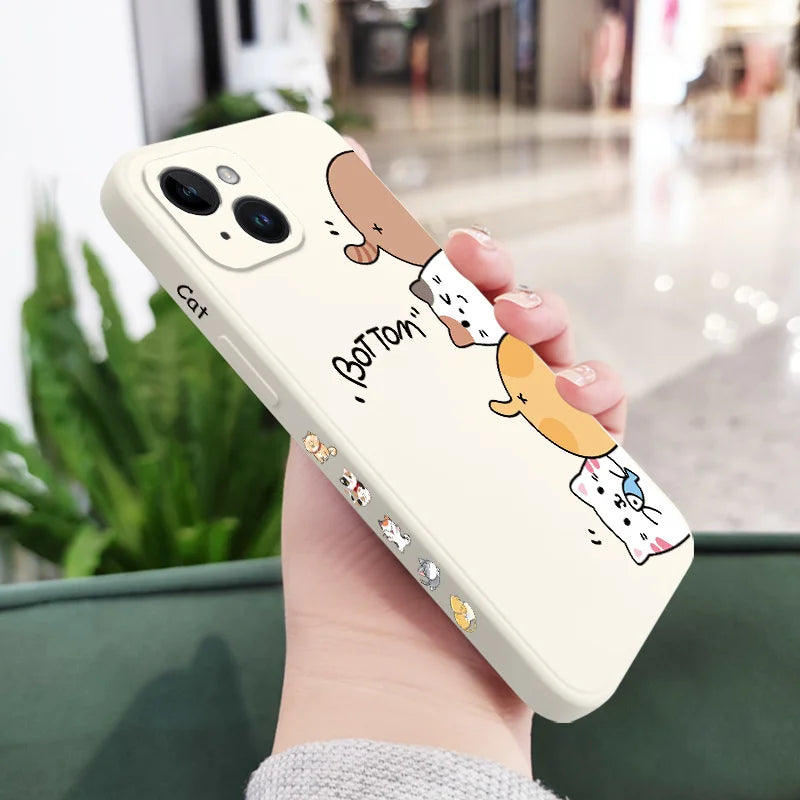 Cat Litter Phone Case For iPhone 17 17 Air 16 16e 15 14 13 12 11 Plus Pro Max Mini X XR XS Plus Liquid Silicone Cover Car Mobile World