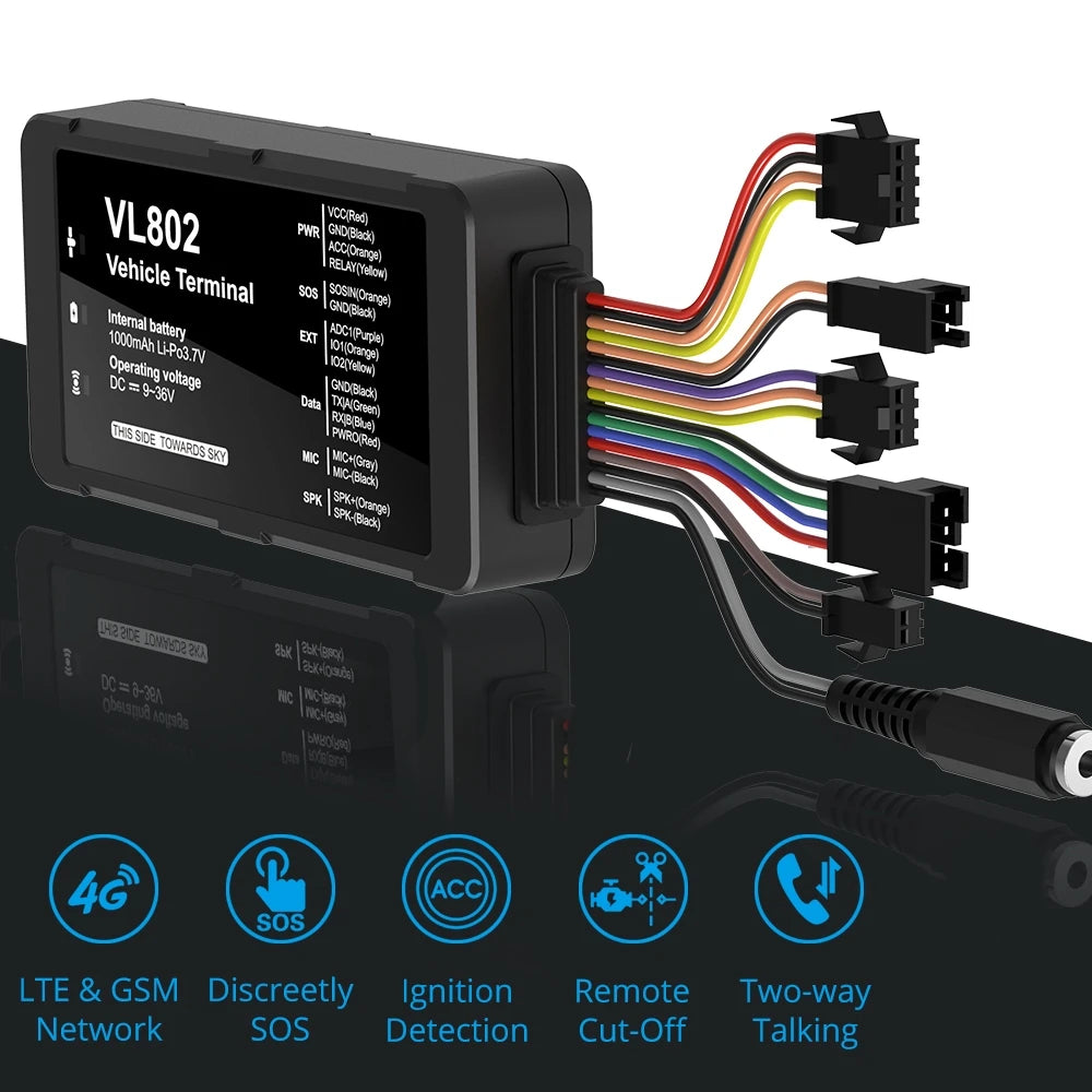 Jimi VL802 Vehicle Tracker 4G GPS Locator Car Tracking Device For Car Fleet Management Remote Cut-off Anti-thieft Free APP Web CM World