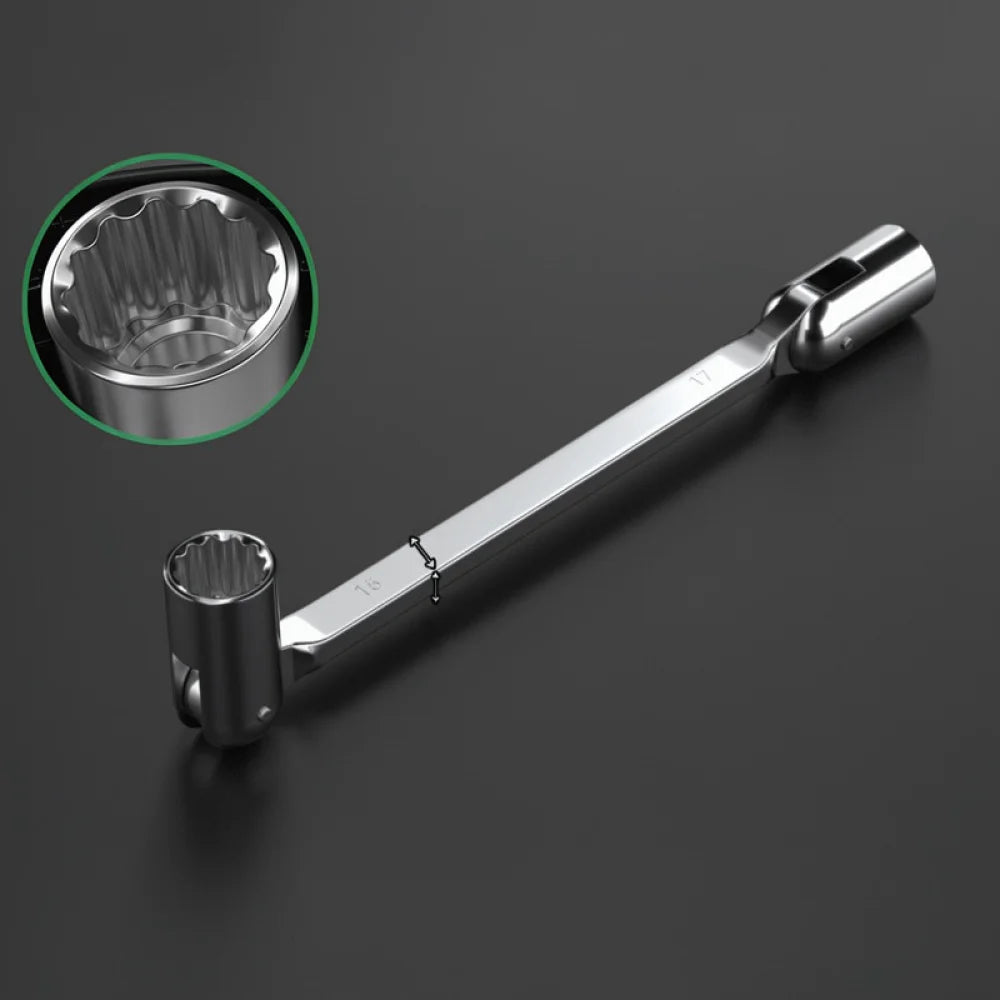 Flexible Head Socket Wrench Double Ended Spanner CR V Steel Automotive Tool For Tight Space Nut Removal Tasks