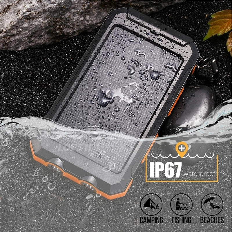 Solar Power Bank 80000mAh Portable Charging Poverbank External Battery Charger Strong Light LDE Light for All Smartphones Car Mobile World