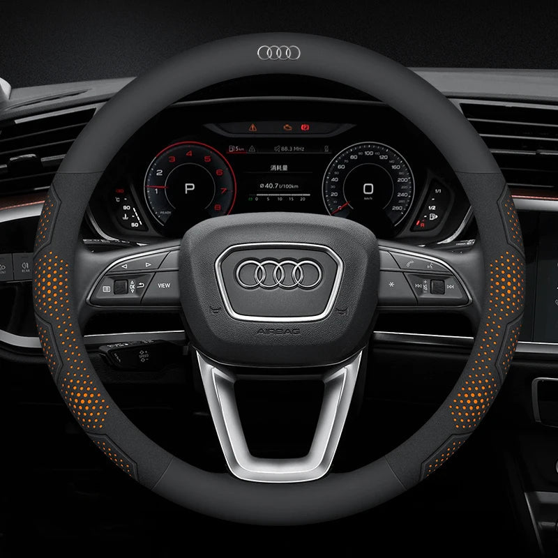 Carbon Fiber Steering Wheel Cover Anti-Slip for Audi SQ5 RSQ5 S3 S4 S5 S6 RS3 RS4 RS5 Q2 Q3 Q5 Q7 Q8 TT A1 A3 A4 A5 A6 A7 A8 CM World