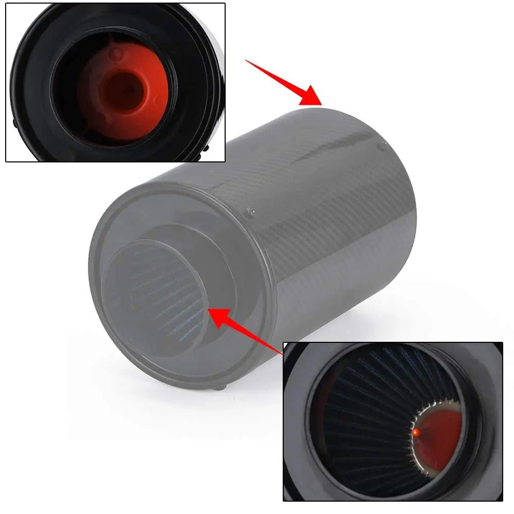 Universal 3" Racing Carbon Fiber Cold Feed Induction Kit Air Intake Kit Air Filter Box With Fan or Wihout  Fan CM World