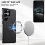 SUTENI Luxury Faux Leather Phone Case Magnet Wireless Charging Frosted Feel For Samsung S26Ultra S25Plus S24 S23 S22 Note20