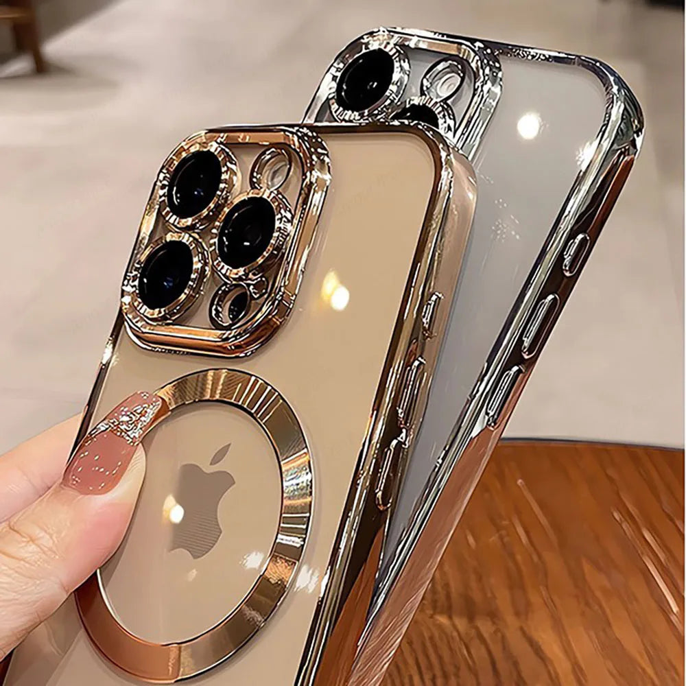 New Official Desert Gold Phone Case For iPhone 16 17 15 14 13 12 11 Pro Max Clear For Magsafe Magnetic Lens Protector Soft Cover