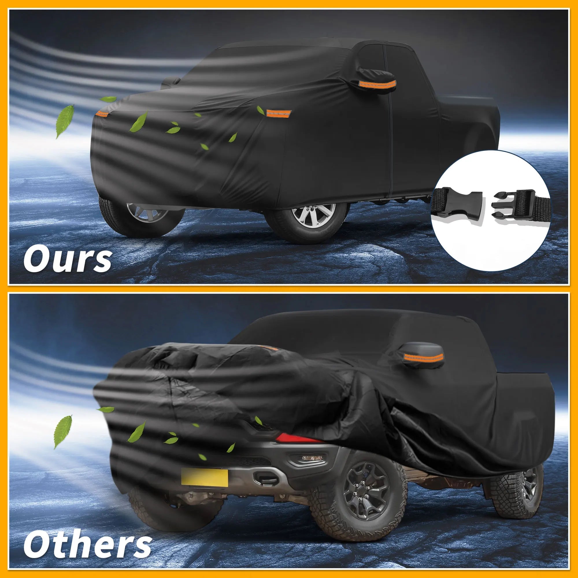 Motoforti Car Cover Waterproof All Weather Sun Rain Protection Full Exterior Cover for Dodge for Ram Black with Left Side Zipper Car Mobile World