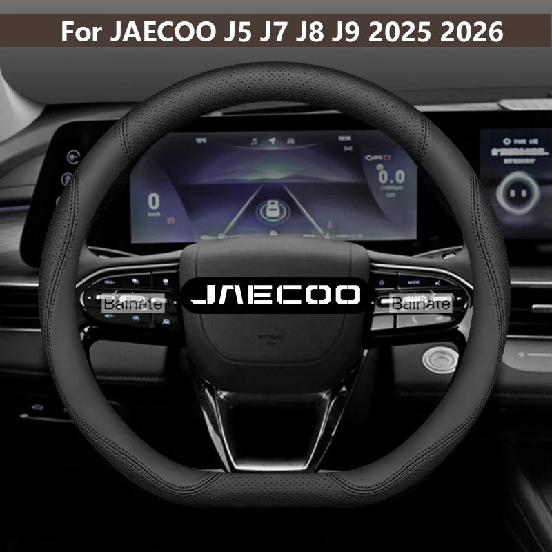 38cm Leather Car Steering Wheel Cover ,For Jaecoo J7 7 J8 5 J5 8 J9 phev 2025 2026, Breathable anti-slip interior Accessories
