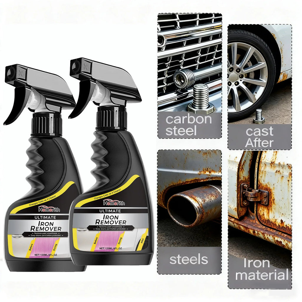 2PCS Car Wheel Cleaner Rust Remover Auto Degreaser Polisher for Alloy Rims Metal Parts Anti-Rust Protection Fast Acting Spray CM World