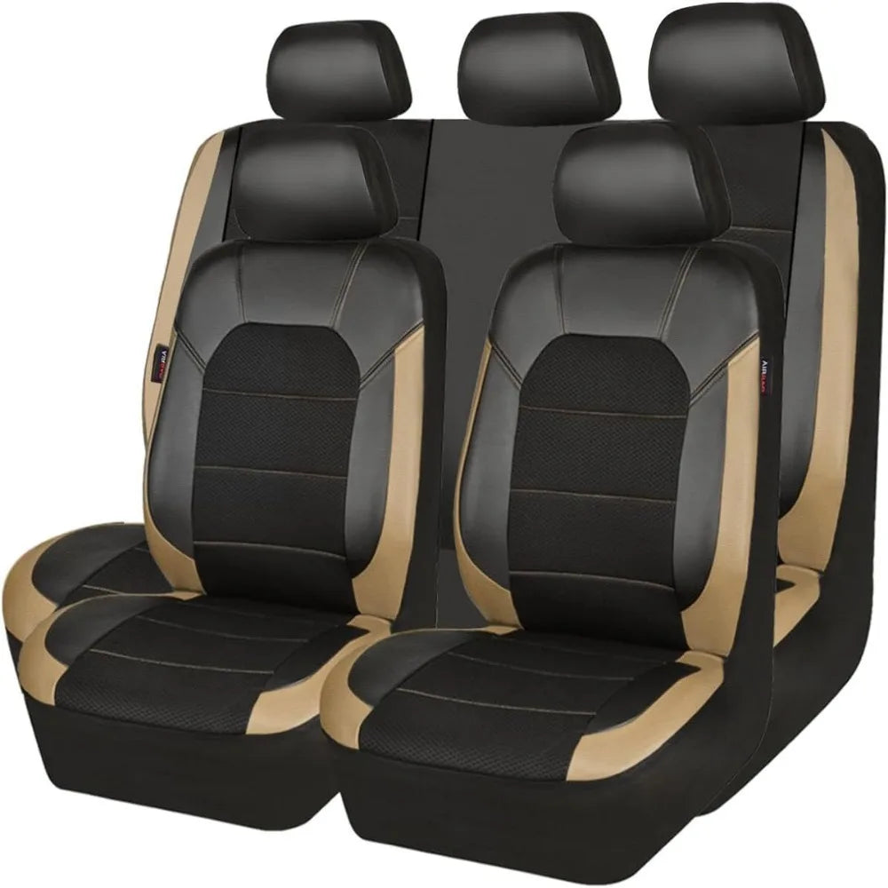 PU Leather Car Seat Cover Waterproof Quilted Seat Cushion Cover Full-Wrapped Sandwich Stitching Universal Car Seat Cover