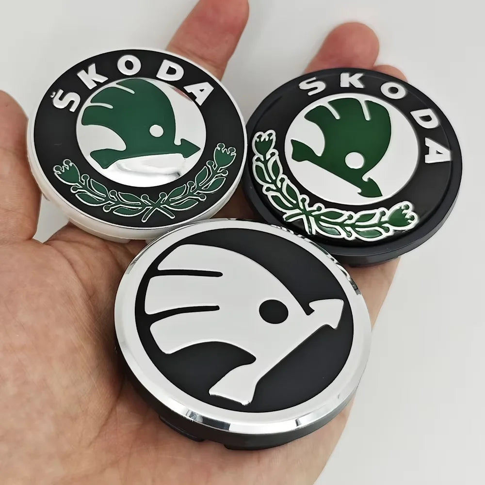 4pcs 56mm 65mm Green Black Chrome Car Wheel Center Caps for Skoda Rims Hubcaps Cover Emblem Badge Logo Auto Styling Accessories CM World
