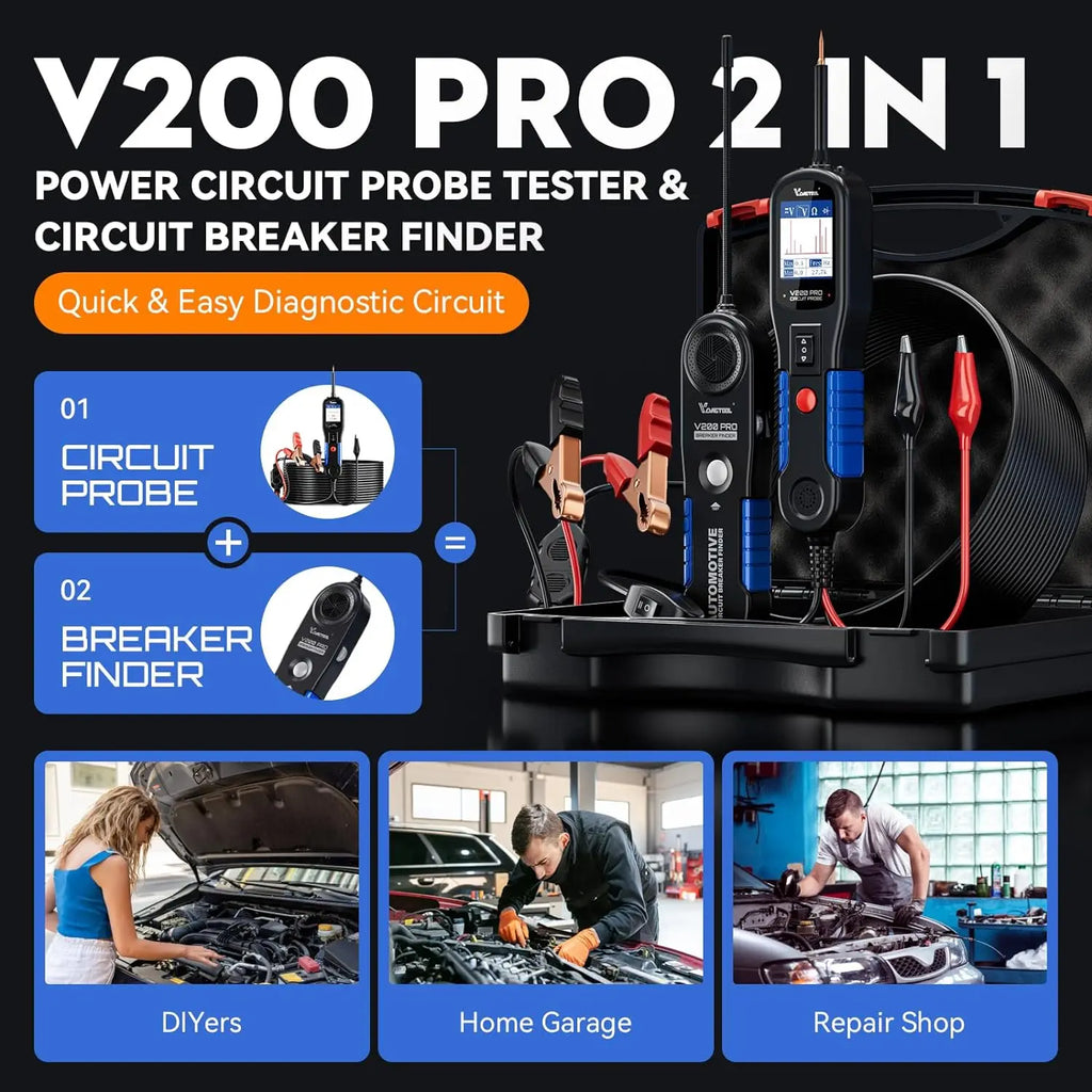 VDIAGTOOL V200PRO Automotive Power Circuit Probe 12/24V Electrical Short Open Breaker Finder Car Electrical Diagnostic 40FT Cabl
