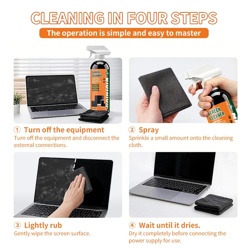 Screen Cleaning Spray Kit with Microfiber Cloth,200ML Streak-Free Sceen Cleaner Safe for Phone, Monitor, Laptop,Car Touchscreen