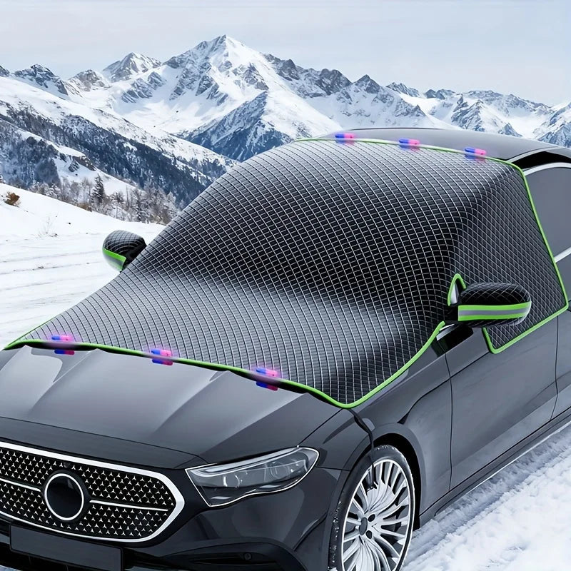 Winter Car Snow Cover for Sedans/SUVs - Magnetic UV-Protective Windshield Cover with Oxford Cloth Snowproof Frostproof Shield CM World