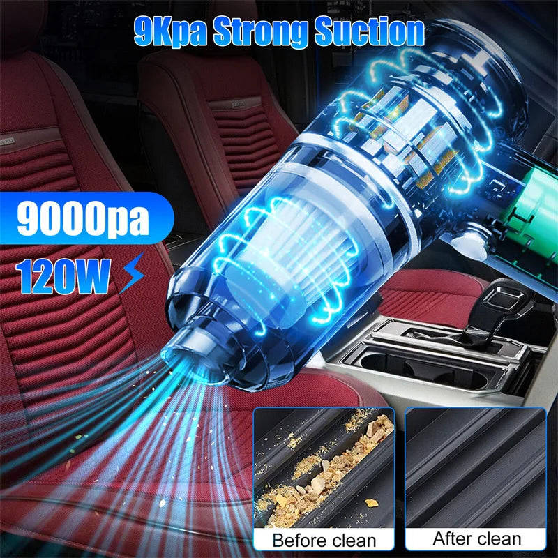 1PCS 2 In 1 Wireless Vacuum Cleaner Dual Use For Home And Car 120W High Power Powerful Vacuum Cleaner Black