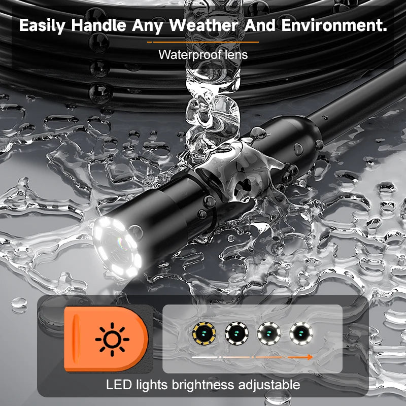 Industrial Endoscope Camera 2-100m Cable 1080P HD with Detachable 8mm Probe & IP67 Waterproof for Pipe Sewer and Bore Inspection CM World