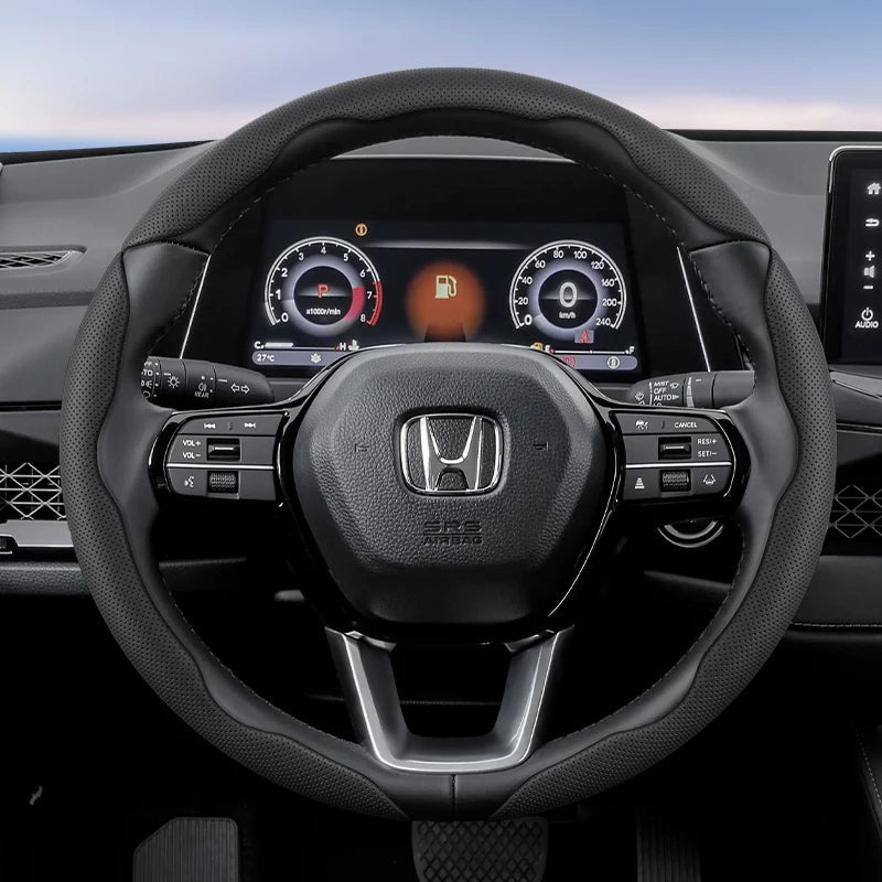 Suitable for Honda's Breathable Holes Leather Steering Wheel Cover Segmented Quick Release Design Non-Slip and Durable Civic Fit 8Th Gen 8 City Accord 9 10 Vezel Freed Breeze 7 Jade Shuttle Xrv Crosstour Insight Stream CM World