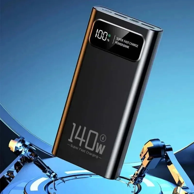 Lenovo 140W Power Bank Super Fast Charging Battery Pack High Capacity Digital Display 500000mAh Powerbank for iPhone Samsung