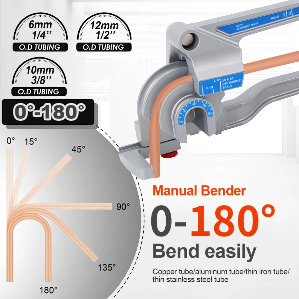 180 Degree Tube Bender 3-In-1 Small Multi-purpose Bender for Copper Pipe Aluminum Pipe Iron Pipe Stainless Steel Pipe CM World