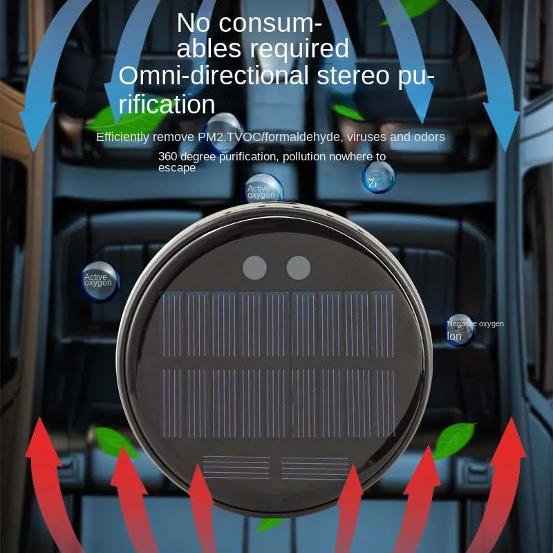 New Air Purifier Car Solar Anion Formaldehyde Odor Removal Disinfection Odor Cleaner Car Mounted Solar Air Humidifier