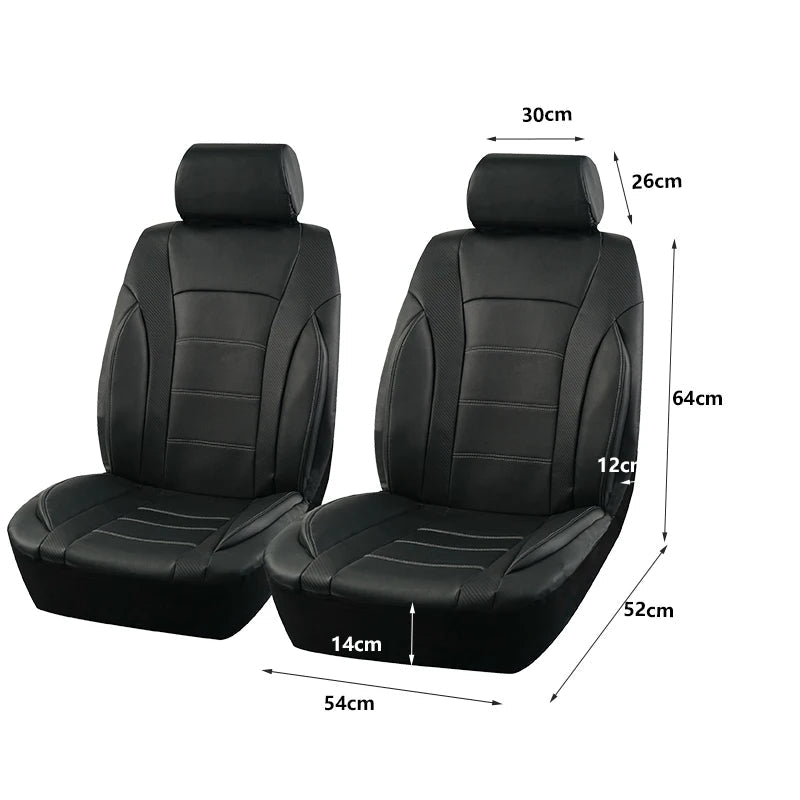 Black Universal Car Seat Covers Leather Splicing Carbon Fiber Car Accessories Interior  Seat Protector Cushion luxury CM World