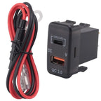 Upgraded Car Fast Adapter QC3.0 Dual USB Quick Socket With Voltmeter For Toyota Land Cruiser Hilux Prado FJ