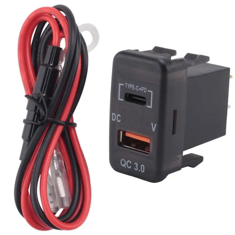 Upgraded Car Fast Adapter QC3.0 Dual USB Quick Socket With Voltmeter For Toyota Land Cruiser Hilux Prado FJ