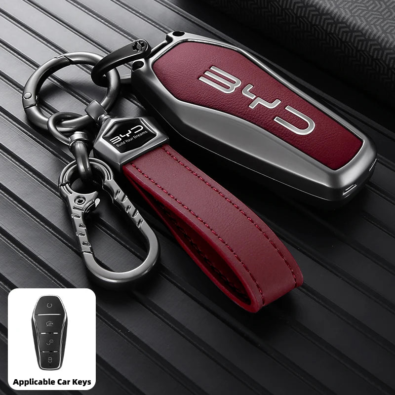 Stylish Zinc Alloy Key Case For BYD Atto 3 Han Tang Song Yuan Smart Car Remote Key Cover Shell Anti‑Scratch Keychain