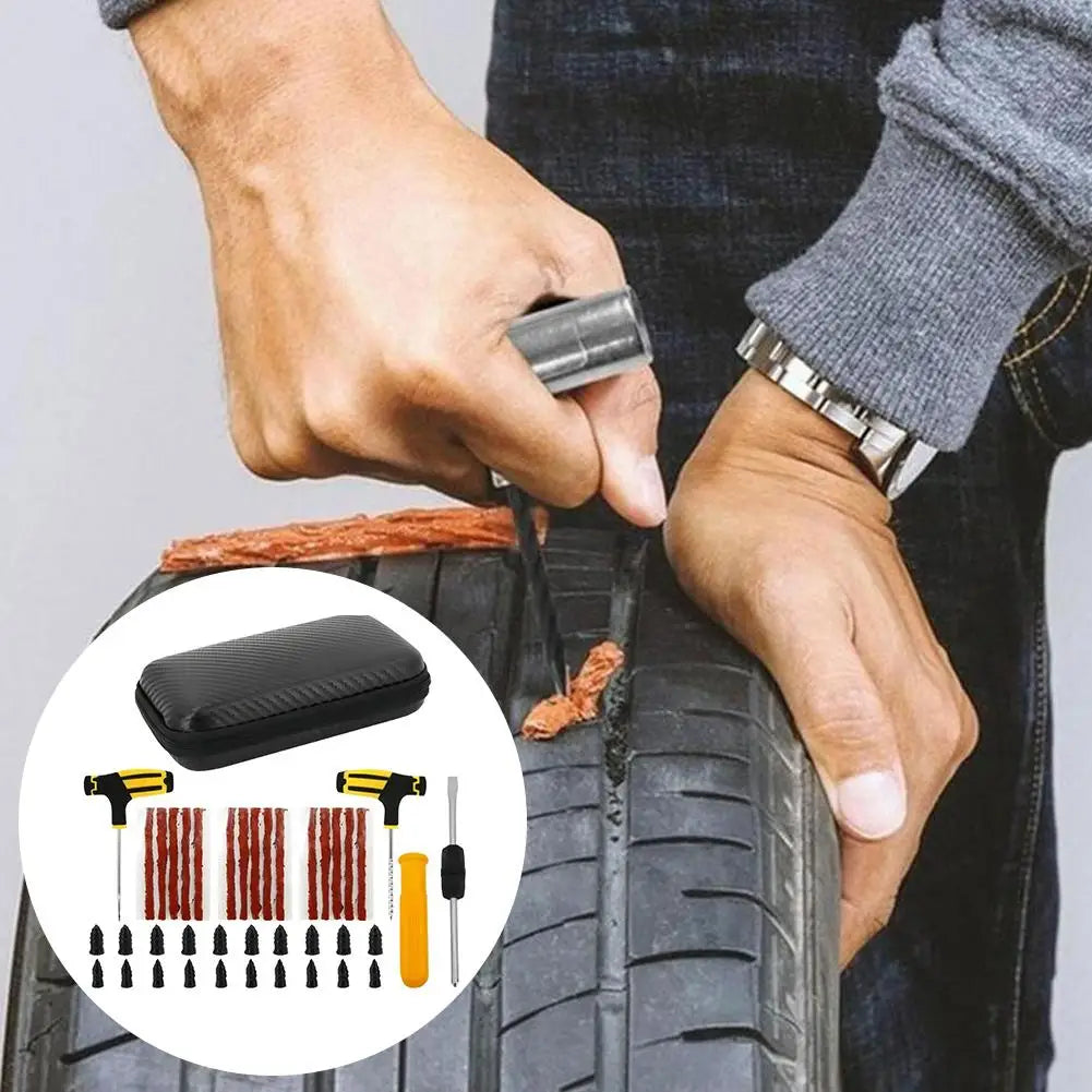 Car Tire Repair Tools Puncture Plug Tool Tire Puncture Emergency Treatment Outdoor General Tire Patch Stirring Glue Tool Set