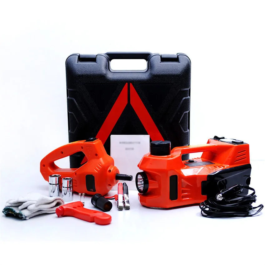 12V 5T Car Floor Jack Electric Hydraulic Car Jack with Inflator Pump LED Light for Truck Tire Repair Tool
