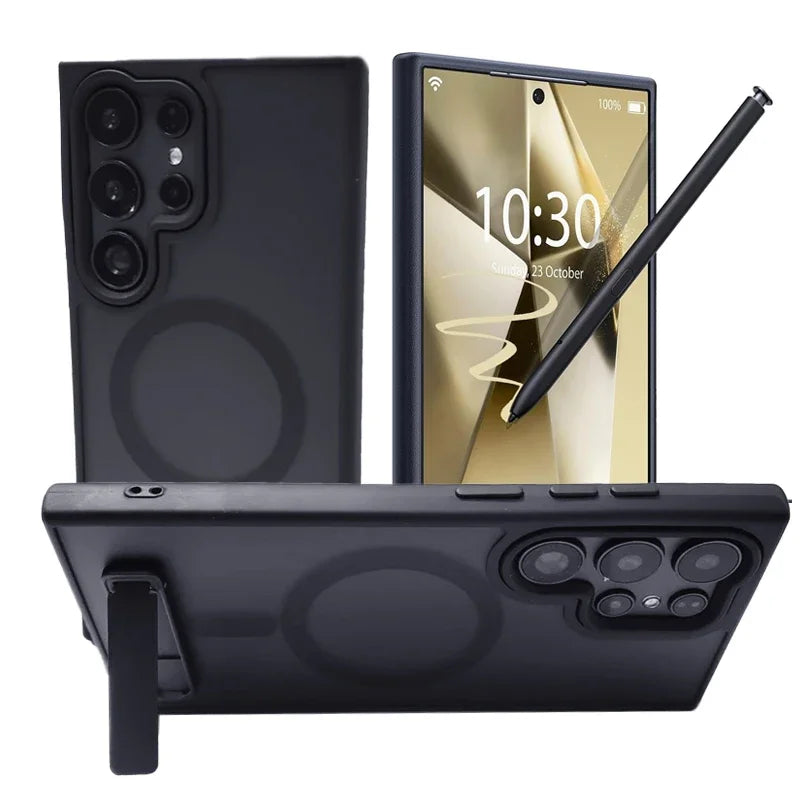 UYUXIO Magnetic Mobile Phone Case with Kickstand for Samsung Galaxy S26 S25 S24 S23 Ultra FE S22 Plus A16 A55 A56 Stand Cases Car Mobile World