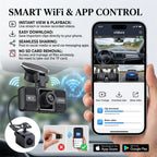4K Dash Cam 3 Lens Driving Recorder WiFi Car DVR Front Inside Rear Triple Camera 2160P UHD Video Recorder 24H Parking Monitor