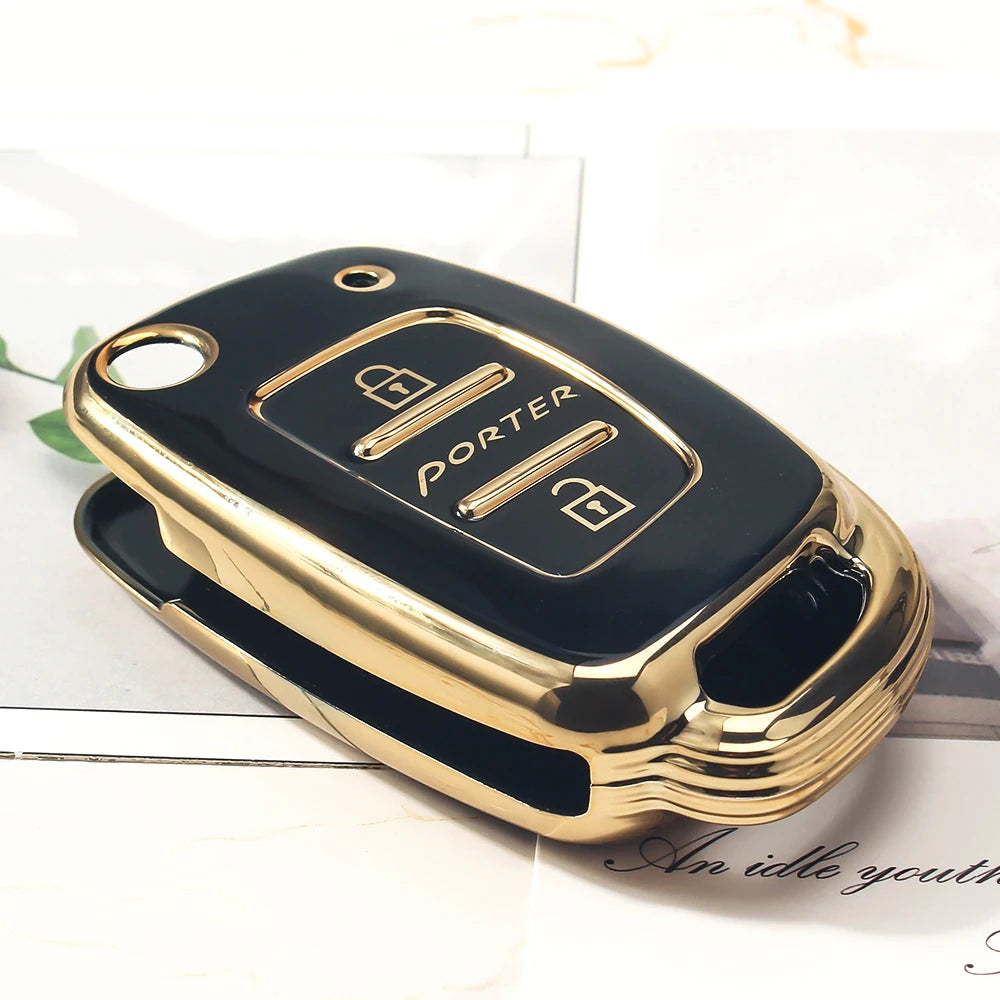 KEYYOU for Hyundai Porter Car Accessories Flip Folding Car Key Control Holder Keychain 3 Bottons TPU Car Key Fob Case Cover