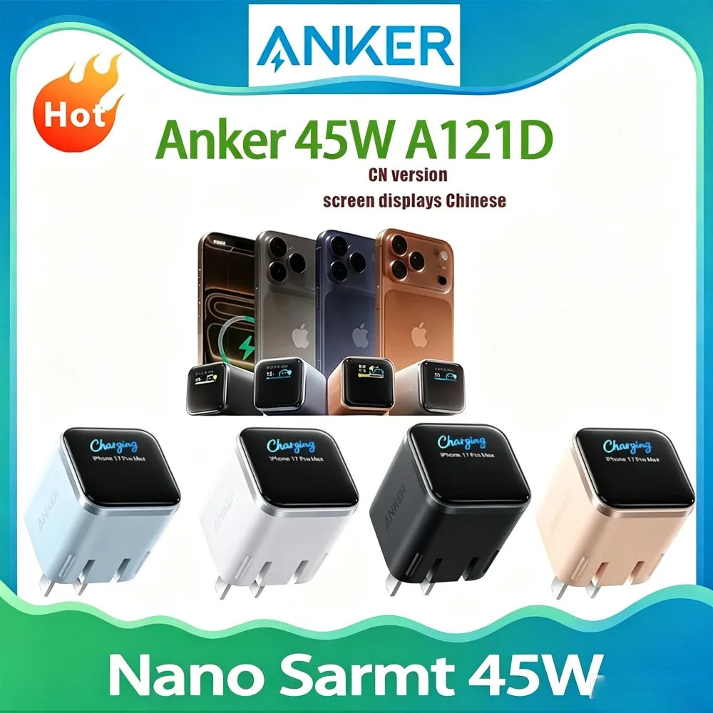 New Arrival Anker Nano 45W Foldable USB-C Fast Charger PD Charging Block For iPhone 16 Pro 15 14 Samsung Laptop A121D