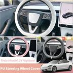 PU Leather Steering Wheel Cover for Tesla Model 3 Y highland Anti Slip Steering Replacement Protect Cover Interior Accessories CM World