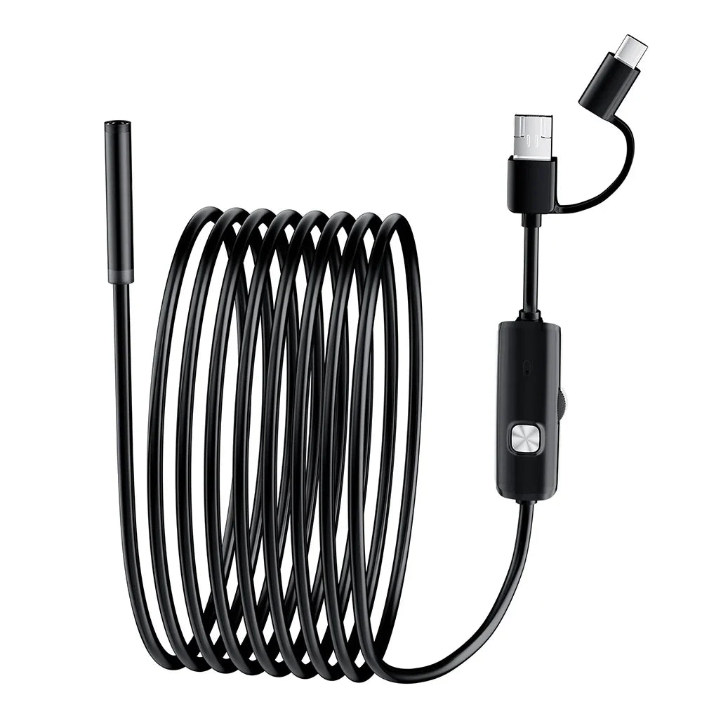 7mm 3-in-1 Endoscope Camera IP67 Waterproof 6 LED Adjustable USB Android Flexible Inspection Borescope Camera for Phone PC CM World