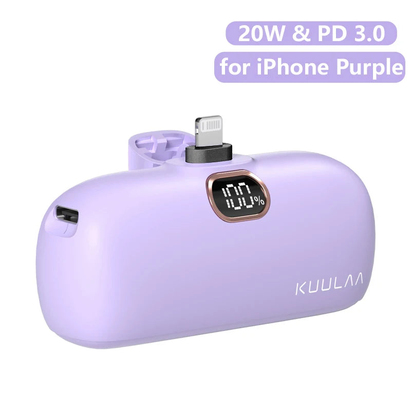 KUULAA Mini Power Bank 5000mAh PowerBank QC PD Fast Charging For iPhone 15 14 13 Batterie Externe Portable Charger For Xiaomi Mi Car Mobile World