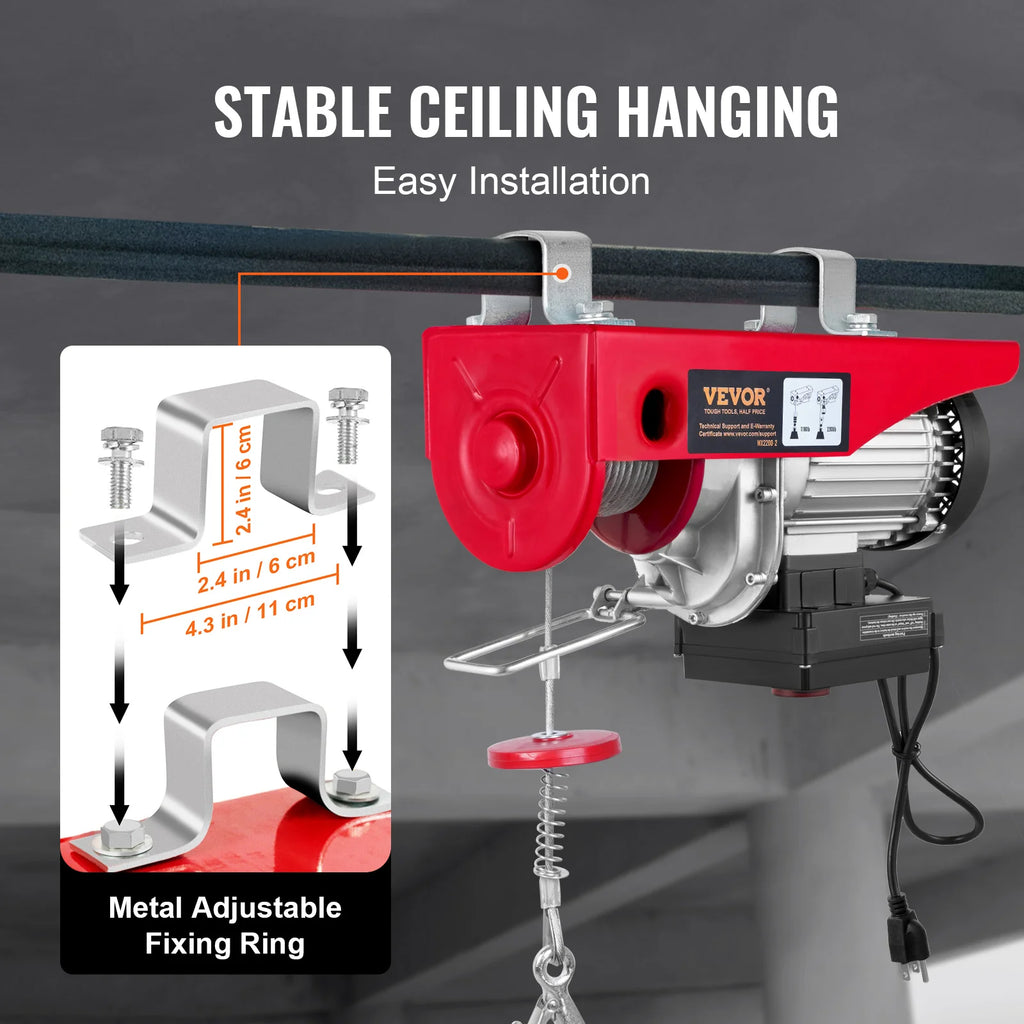 SucceBuy 1320-2200 lbs Wireless Electric Hoist with 40ft Single Cable Lifting Height Steel Wire Winch Garage Warehouse Factory CM World