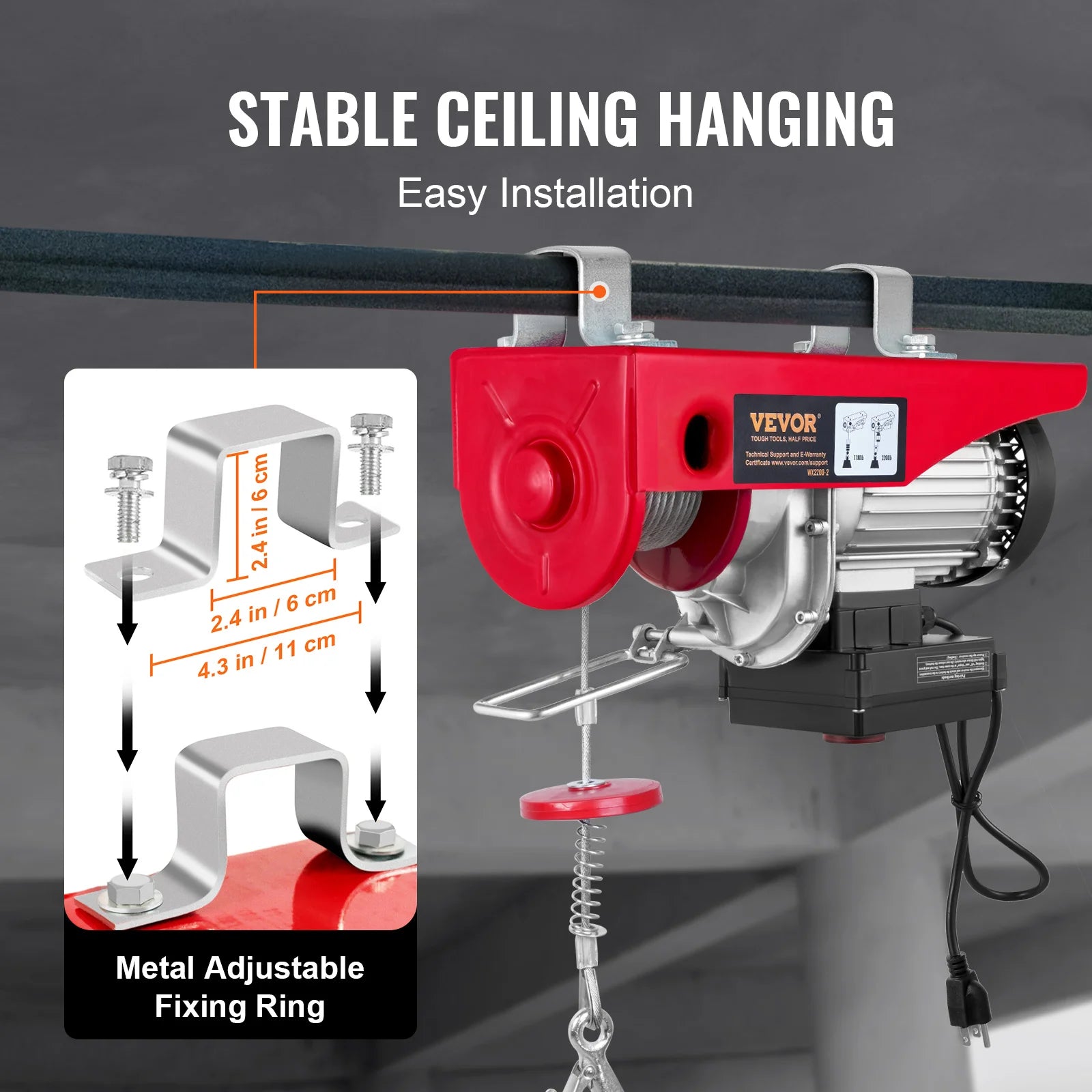 SucceBuy 1320-2200 lbs Wireless Electric Hoist with 40ft Single Cable Lifting Height Steel Wire Winch Garage Warehouse Factory CM World