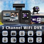 3 Channel Dash Cam for Car 1080P Video Recorder WIFI APP Dashcam Car DVR Front and Rear View Camera Night Vision car accessory
